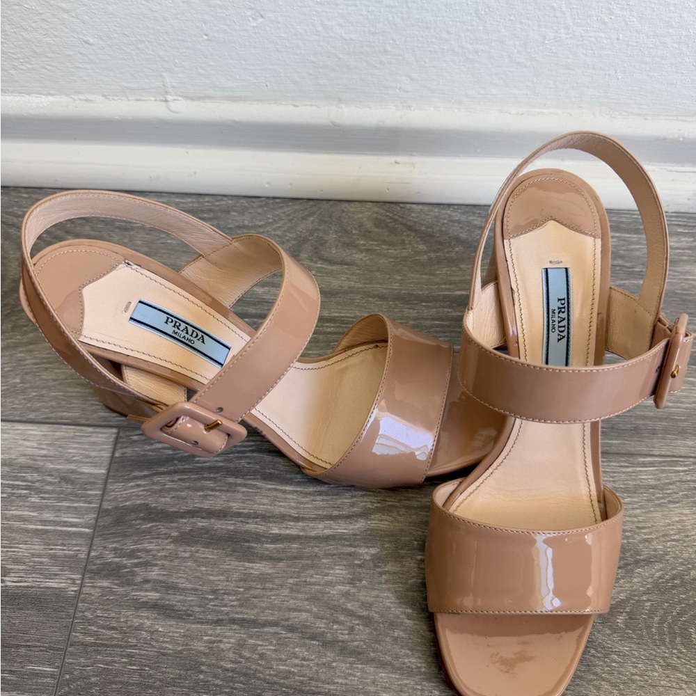 Prada Beige Leather Slingback Mules - Picture 4 of 6